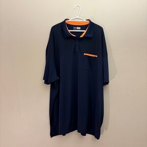 Callaway opti-dri Moisture Wicking Navy Blue Polo w Bright Orange Trim